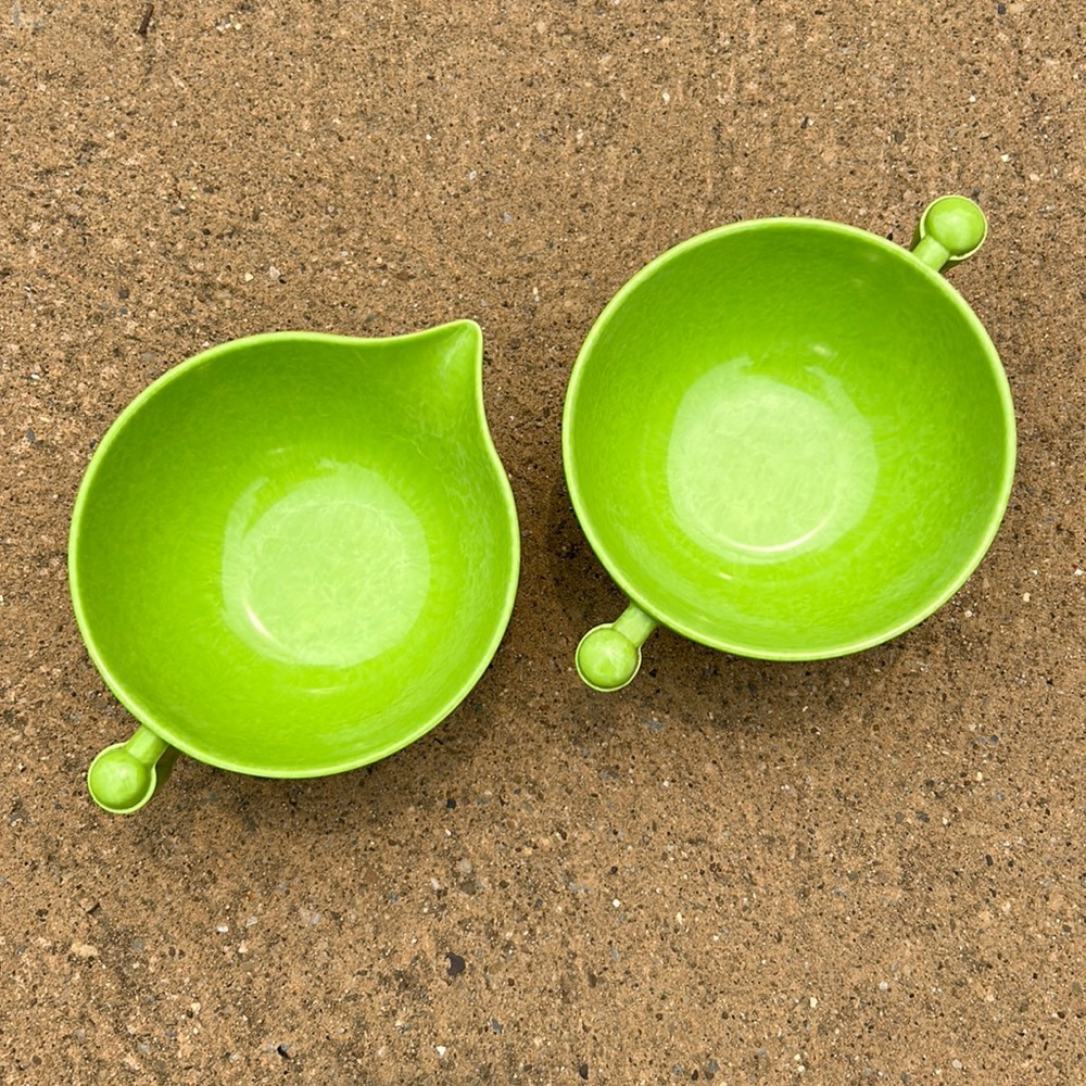 VTG Green Melmac Sugar and Creamer Set Color Flyte By Branchell